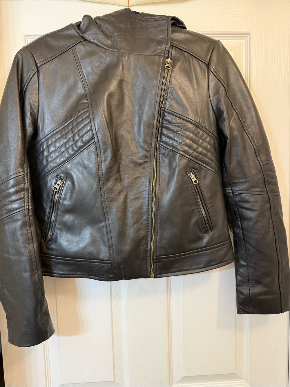 Classic Australian Black Lambskin Leather Zip-Front Motorcycle Jacket